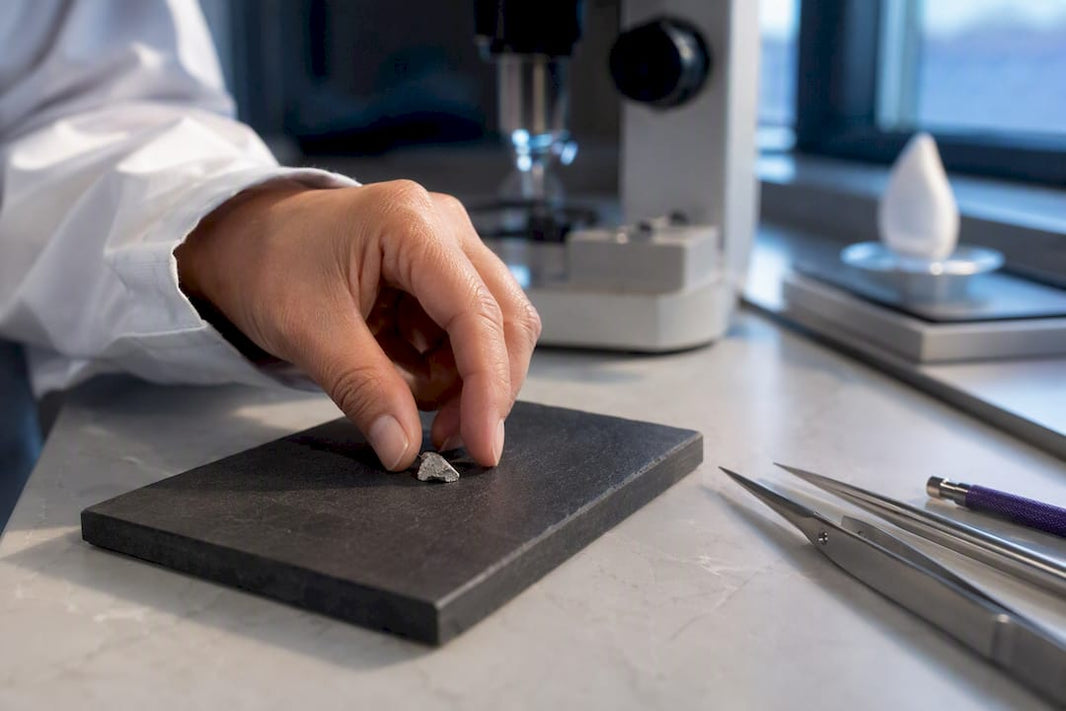 Technician testing an anonymous metal sample