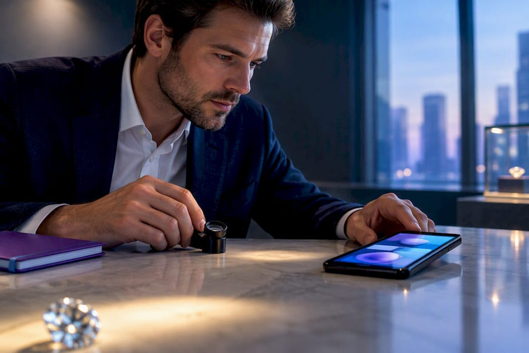 Diamond dealer reviewing a product page