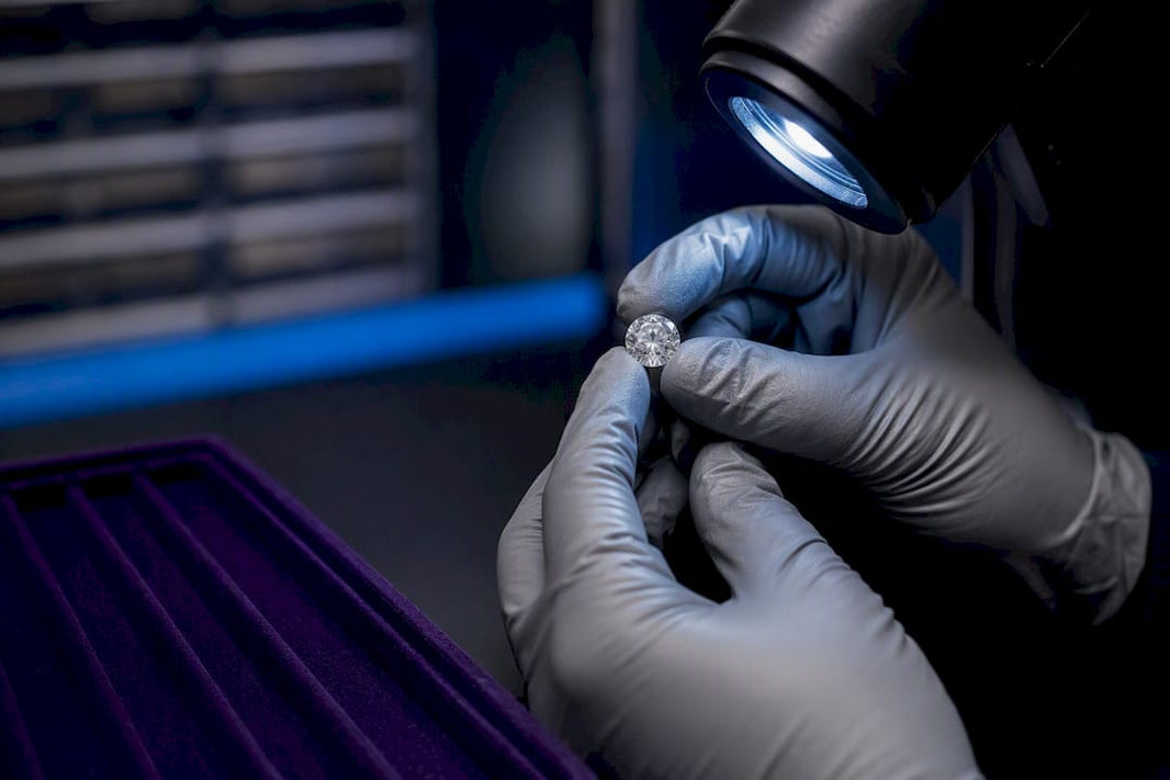 Loose diamond undergoing inscription verification