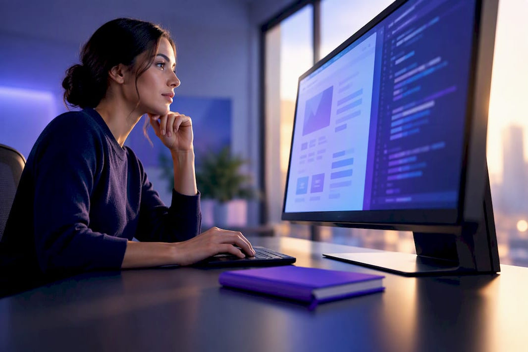 Specialist validating structured data on monitor