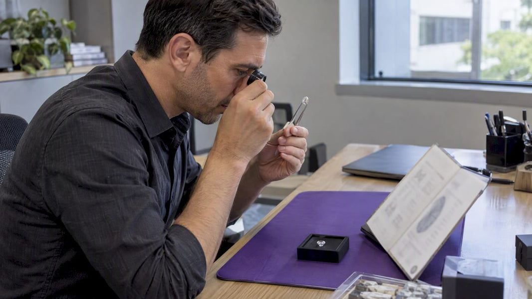 Diamond dealer reviewing GIA verification materials
