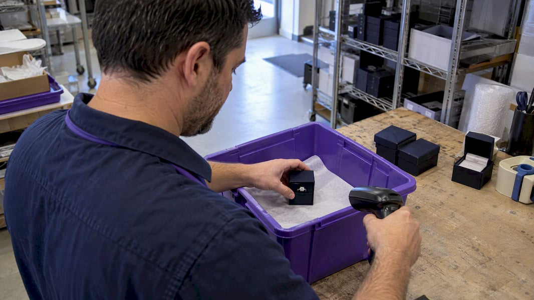 Jewelry order being secured during fulfillment