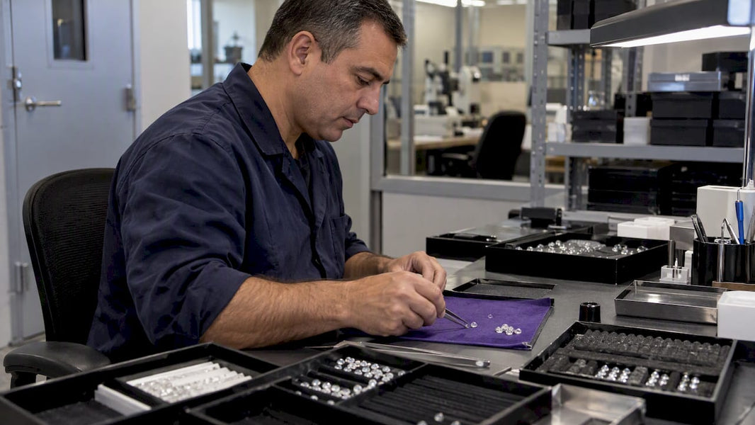 Supplier dividing diamond trays into assortments