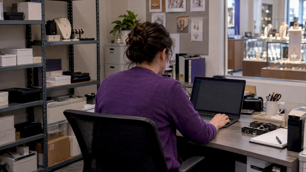 Jeweler preparing a product CSV import